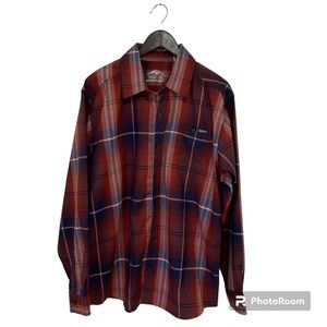 NWT Men’s Plaid Long Sleeve Button Down Red and Navy Blur Size XL